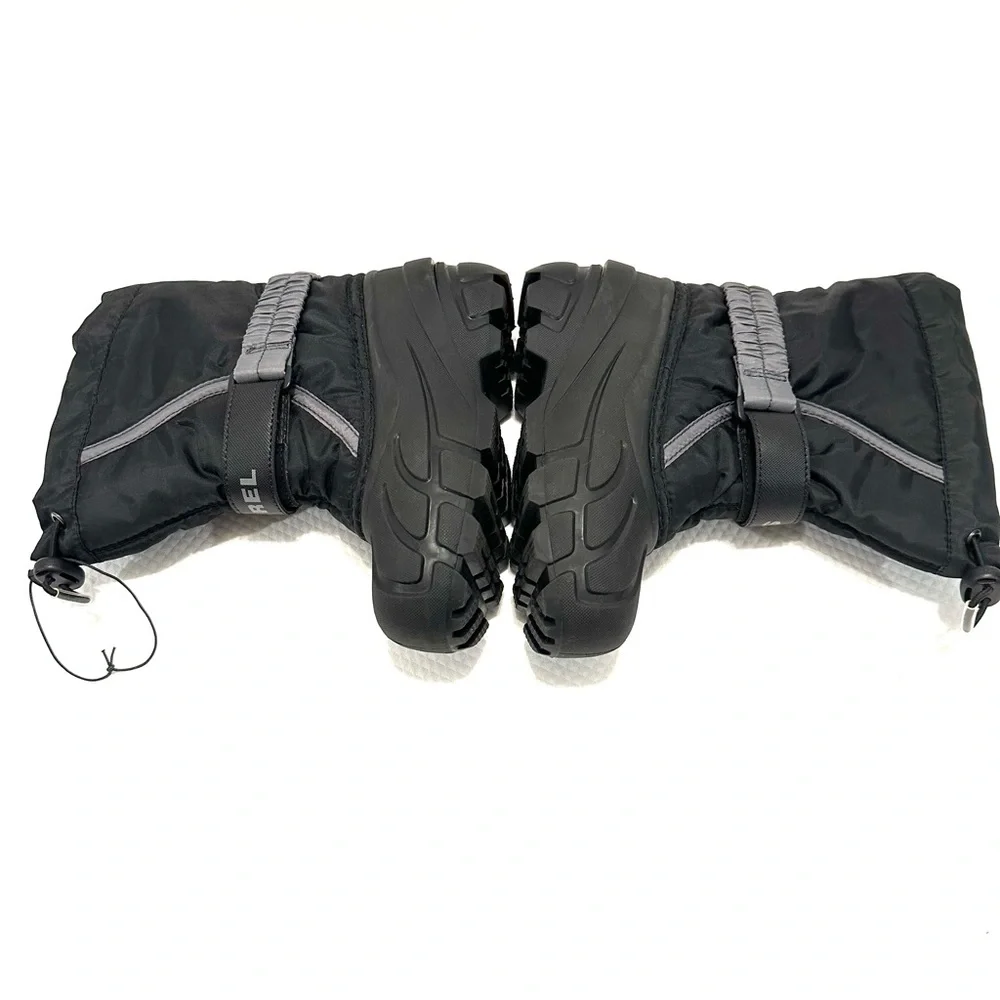 Sorel Toddler 12 Black Insulated Snow Boots Velcro Ankle‎ Straps Toggle Top